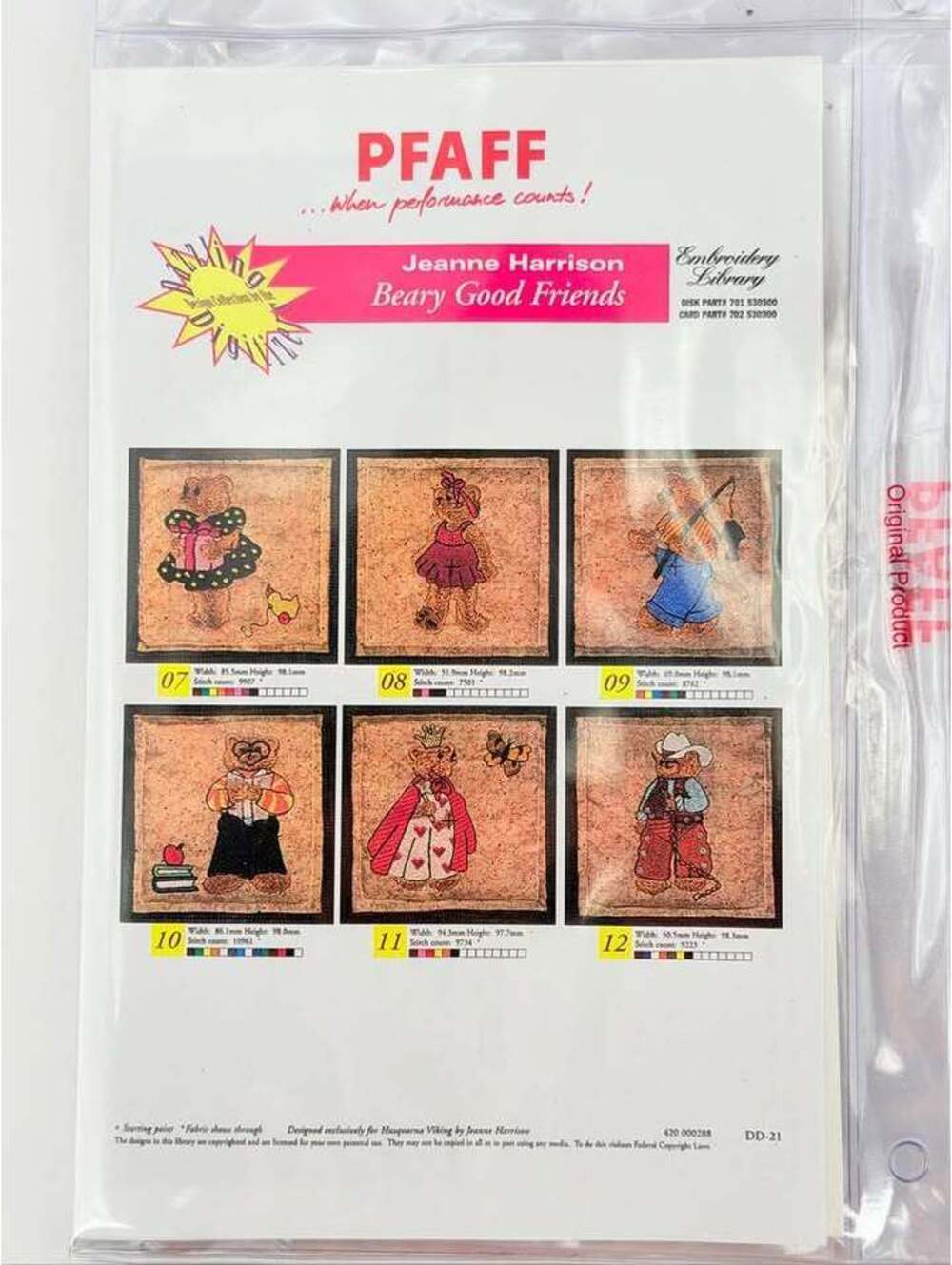 Pfaff Jeanne Harrison Beary Good Friends Embroidery Library